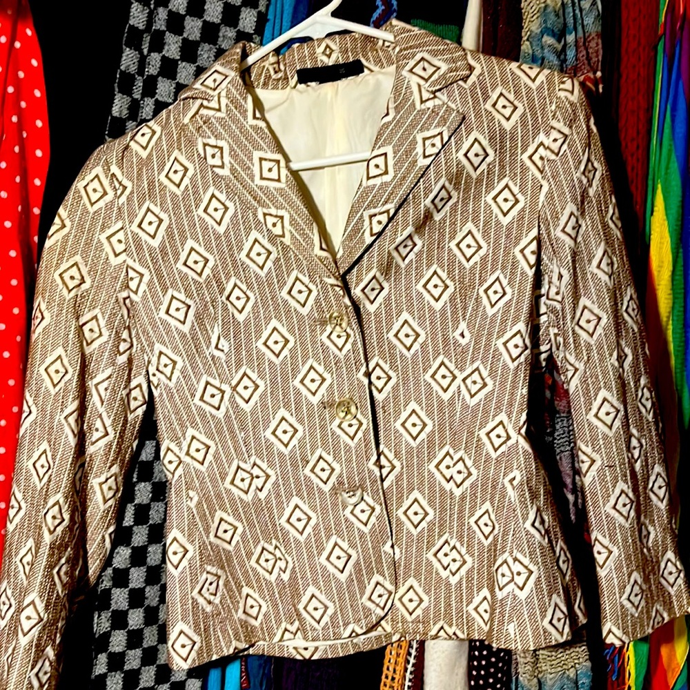 🌈Express Brown & Cream patterned Blazer